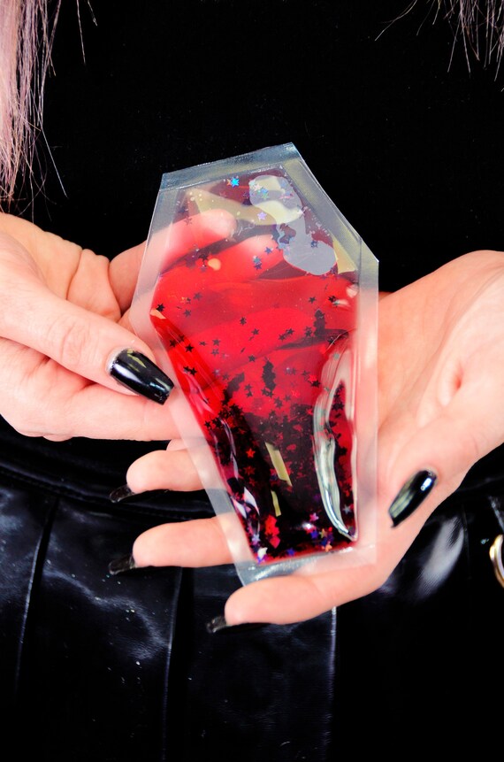 Liquid Glitter Coffin Sparkle Square - Bloodsucker - Fidget Toy - Halloween Toy - Trick or Treat - Vampire - Stress Relief - Sensory Item