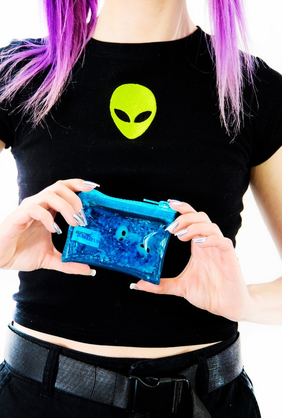 Coin Purse Glitter Goo - Attack on Mars - Blue - Jelly Wallet - Alien Wallet - Blue Wallet - Plastic Wallet - Extraterrestrial - Glow Wallet