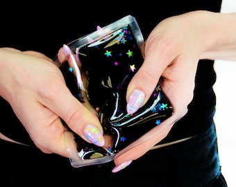 Liquid Glitter Sparkle Square - Starchild - Galaxy Toy - Star Toy - Fidget Toy - Sensory - Water Mat - Holographic - Sparkle