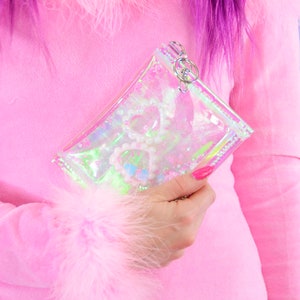 Liquid Glitter Mini Wallet Be My Angel Valentines Wallet Kawaii Jelly Wallet Pastel Wallet Iridescent Vinyl Wallet Sparkle image 4