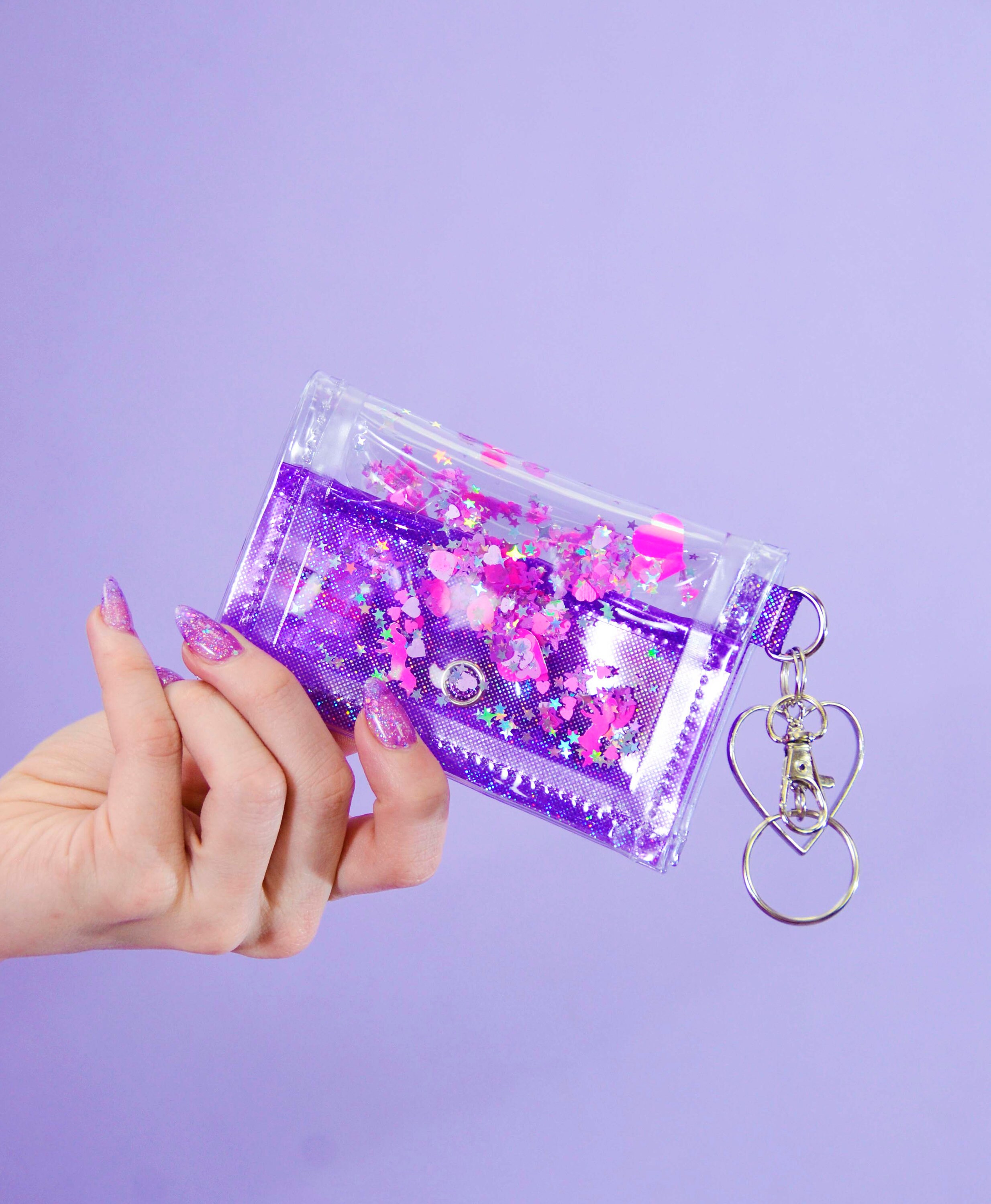 Clear outlet glitter wallet