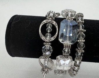 Bracelet en cristal à facettes argent clair neutre Trio