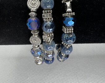 Trio de bracelets Blue Stone et Crystal Shimmer