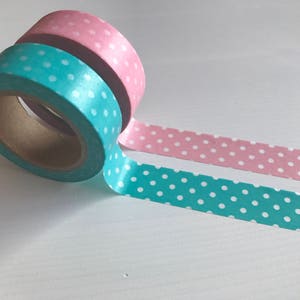 Pink / aqua polka dots washi – washi spotty, washi a pois, accessori planner, artigianato, scrapbook, pianificazione, creazione di carte