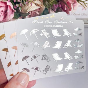 TRANSPARENT FOLIE Liegen - Sonnenschirme Aufkleber || Planer Sticker, Transparent Sticker, Aufkleber für Planner, Planer Sticker, Papier Aufkleber || Sommer ||