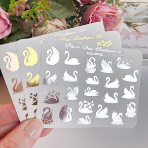 TRANSPARENT FOILIERTE Schwäne Icon Sticker || Planner Sticker, Transparent Sticker, Sticker für Planner, Planer Sticker, Papier Aufkleber || Frühlings Aufkleber
