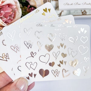 TRANSPARENT FOILED Hearts deco stickers // planner stickers, transparent paper stickers, planner deco stickers