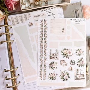 Casanier || Kit d'autocollants pour journalisation || Mat premium ou mat transparent || Stickers pour carnets || Autocollants floraux || Séjour|| Vacances