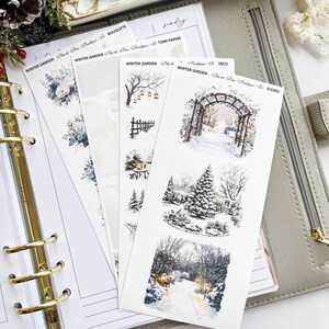 Kit decorativo Winter Garden // Premium o trasparente opaco // Adesivi decorativi // Journaling // Bullet Journal // Decorazioni floreali // Carta strappata