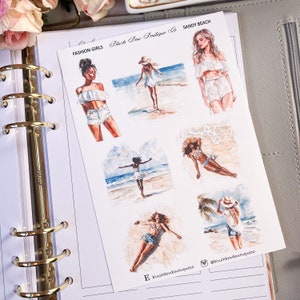 Adesivi Sandy Beach FASHION GIRLS // Funzionali // Adesivi journaling // Adesivi Deco // Adesivi moda // Estate