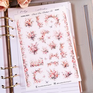 Stickers déco floral pique-nique || Premium ou mat transparent || Stickers floraux || Autocollants de journalisation || Déco ||