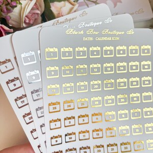 Date trasparenti con lamina - Adesivi con icona del calendario // Adesivi per planner, carta trasparente, elementi essenziali per planner // Adesivi funzionali