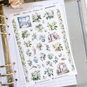 Stickers déco mélange méditerranéen || Premium ou mat transparent || Stickers floraux || Autocollants de journalisation || Déco || Vacances || Été