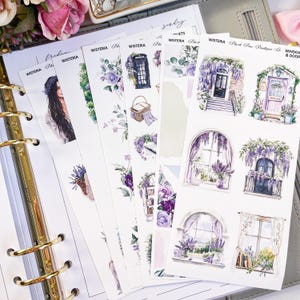 Kit décoratif glycine || Premium ou mat transparent || Déco || Journalisation || Bullet Journal || Fleurs || Papiers déchirés || Printemps