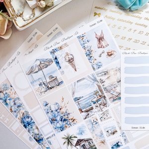 Ocean Side // Kit adesivi per planner settimanali per planner di dimensioni verticali // Premium opaco // Kit adesivi settimanali // Adesivi da spiaggia // Estate