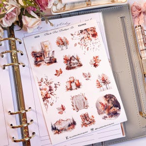 Equinox-decoratiestickers || Premium of transparant mat || Bloemenstickers || Dagboekstickers || Grote decoratieve stickers || Herfst || Herfst