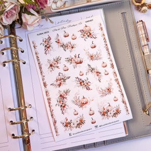 Pegatinas decorativas con motivos florales de la cosecha // Premium o transparentes mate // Pegatinas florales // Pegatinas para diario // Decoración // Otoño // Pegatinas de otoño