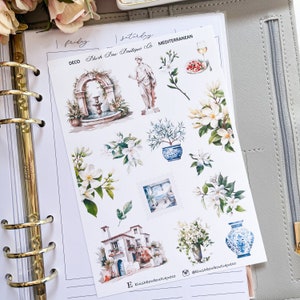 Mediterrane decostickers || Premium of transparant mat || Bloemenstickers || Journalingstickers || Vakantie || Grote decostickers