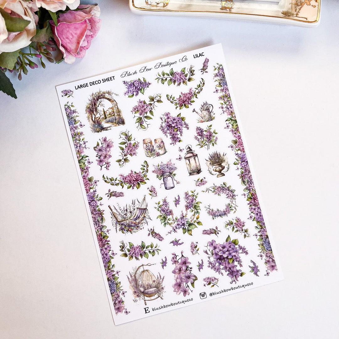 Lilac Deco Stickers || Functional Stickers || Premium Matte || Floral ...
