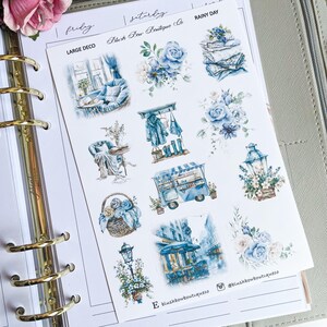 Stickers déco jour de pluie || Premium ou mat transparent || Stickers floraux || Autocollants de journalisation || Grands stickers déco || Printemps