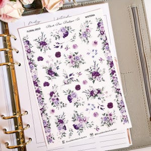 Glyzinien Blumendeko Aufkleber || Premium oder Transparent Matt || Blumen Aufkleber || Journaling Aufkleber || Deko || Frühlingshaft dekorativ