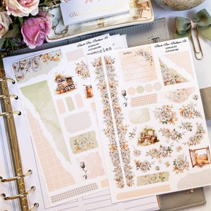 Cottagecore || Kit d’autocollants de journalisation || Mat premium ou mat transparent || Autocollants de journal || Autocollants floraux || Autocollants rustiques