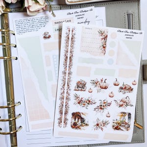 Cosecha // Kit de pegatinas para diario // Mate premium o mate transparente // Pegatinas para diario // Pegatinas florales // Pegatinas de otoño // Otoño
