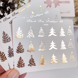 Adesivi decorativi a strati con alberi di Natale trasparenti con lamina // adesivi per planner, adesivi di carta trasparente, adesivi invernali, natale