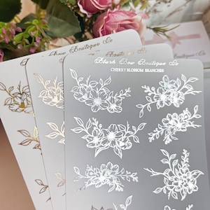 TRANSPARENT FOLIE Kirschblüten Zweige Deko Aufkleber || Planner Sticker, Transparent Sticker, Sticker für Planner, Planer Sticker, Papier Aufkleber || Frühling