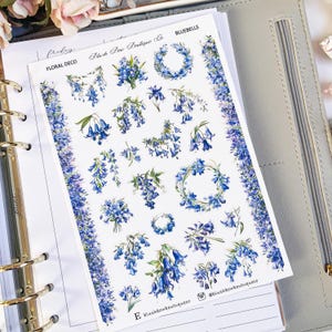 Adesivi Deco floreali Bluebells // Premium o trasparenti opachi // Adesivi floreali // Adesivi per diario // Deco // Primavera // Floreali