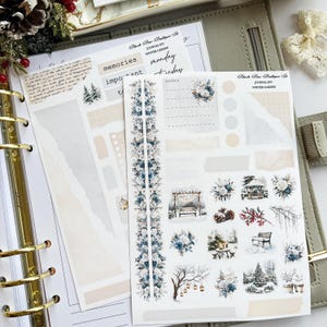 Jardin d'hiver || Kit d'autocollants pour journalisation || Mat premium ou mat transparent || Stickers pour carnets || Autocollants floraux || Stickers hiver ||