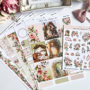 Rose Hill || Kit d'autocollants pour agenda hebdomadaire pour agendas verticaux || Mat haut de gamme || Kit d'autocollants hebdomadaire || Stickers floraux