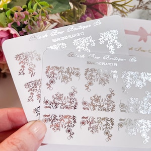 Adesivi decorativi trasparenti con piante sospese // adesivi per planner, adesivi di carta trasparente, adesivi decorativi per planner // Primavera