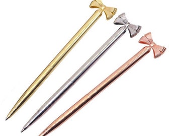 Bow ballpoint pens - planner pen, rose gold, gold and silver pen - planner accessories,crafts, planninng