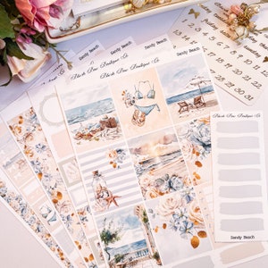 Zandstrand || Stickerset weekplanner voor planners met verticaal formaat || Premium mat || Wekelijkse stickerkit || Vakantiestickers || Zomer: