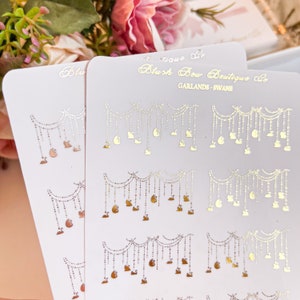 TRANSPARENT FOLIERT Draped Schwäne Girlande Deko Aufkleber || Planner Sticker, Transparent Sticker, Sticker für Planner, Planer Sticker, Papier Aufkleber || Frühlingsdeko