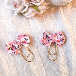 Floral Schleife Büroklammer - handgemachte Band Schleife Papierclip, Grosgrain Schleife, Planer Zubehör, breite Büroklammer