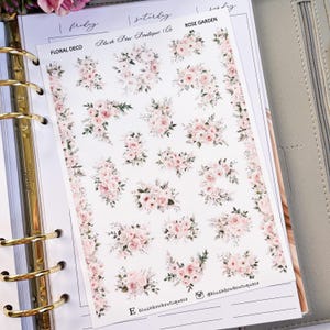 Stickers déco florale roseraie || Premium ou mat transparent || Stickers floraux || Autocollants de journalisation || Déco || Printemps || Fleurs
