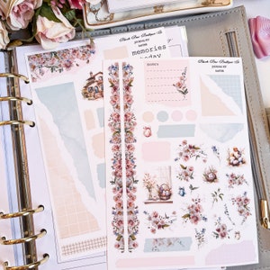 Pâques || Kit d'autocollants pour journalisation || Mat premium ou mat transparent || Stickers pour carnets || Autocollants floraux || Stickers printemps