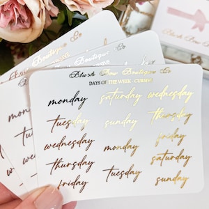 Adesivi trasparenti con caratteri calligrafici per i giorni della settimana // adesivi per planner, adesivi in carta trasparente, elementi essenziali per planner