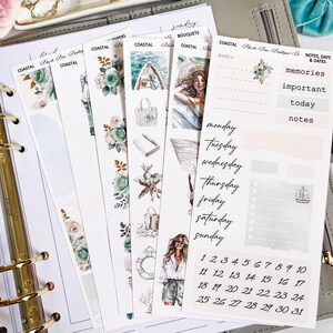 Kit decorativo costiero // Premium o trasparente opaco // Deco // Journaling // Bullet Journal // Floreale // Carta strappata // Estate