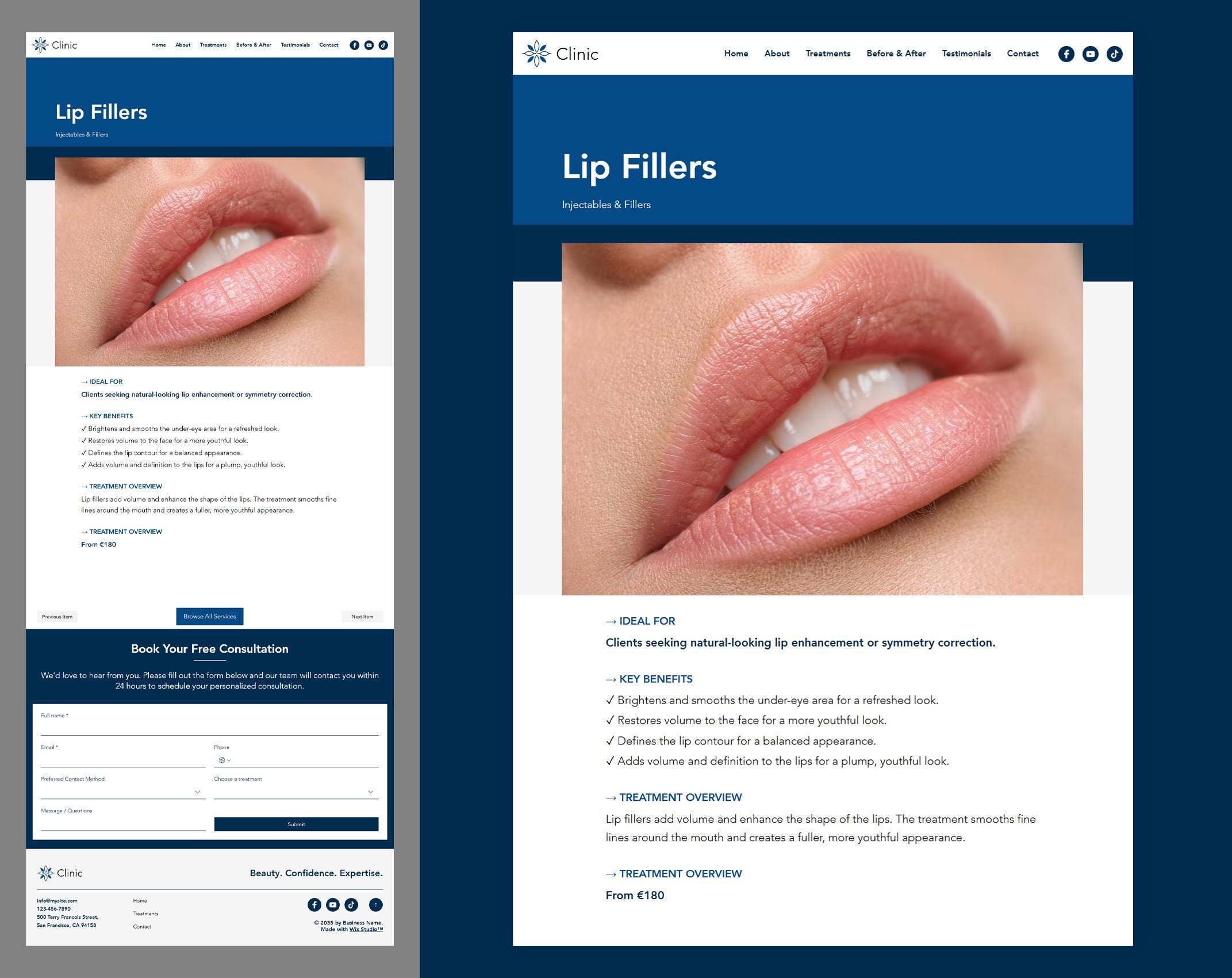 Beauty Clinic Template for Wix Studio Modern Medical Spa Website
