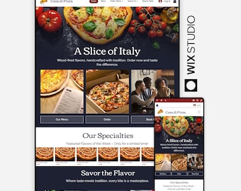 Pizzeria Wix Studio Website Template | Pizza Restaurant Website Design with Online Ordering, Reservations & Delivery for Restaurants