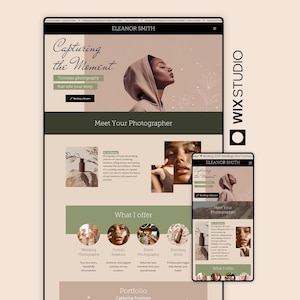 Photographer Wix Studio Website Template – Portfolio, Booking, Responsive, No-Code, Drag & Drop