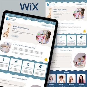 幼稚園ウェブサイトテンプレート、幼稚園Wixテンプレート、保育園ウェブサイト、子供向け教育サイト、編集可能なWix Studioテンプレート、保育ウェブサイト