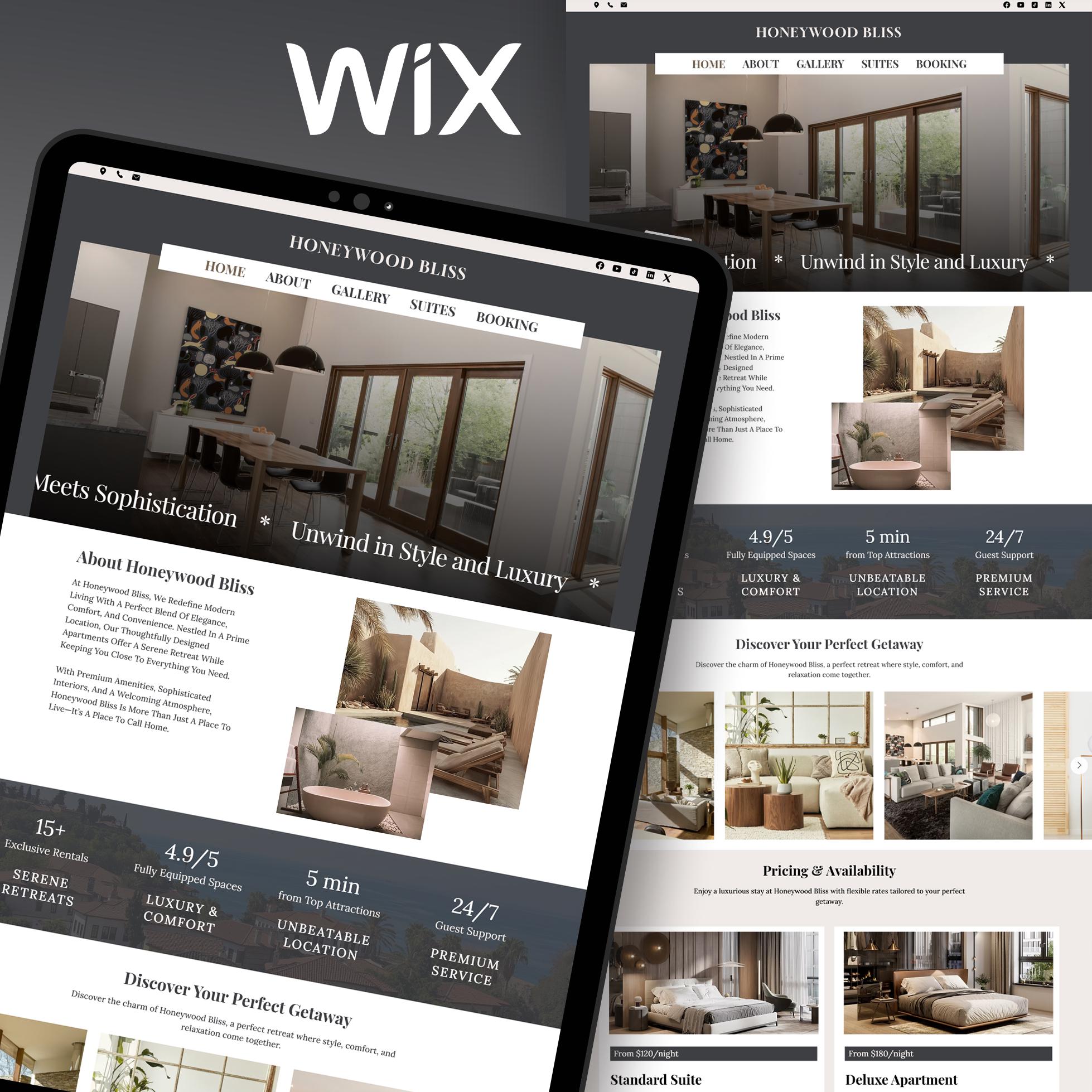 Wix Studio Airbnb and Vacation Rental Template | Booking Apartment Website, Luxurious theme, Luxury webdesign, templates, Short-term stays