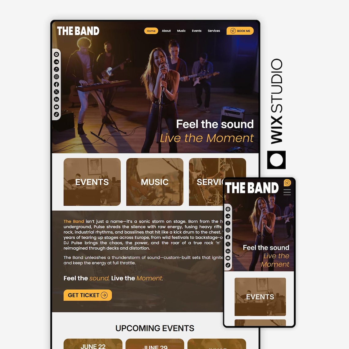 Rock Band Website Template Musician Wix Studio Theme, Band Portfolio