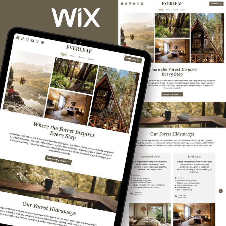 Guesthouse Template for Wix Studio Forest Lodge & Cabin Website