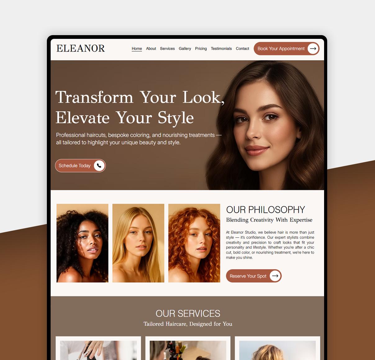 Hair Salon Wix Studio Website Template – Modern, Elegant Design - Etsy