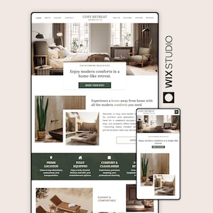 Apartment Wix Studio Website Template | Modern Airbnb Booking Design | Holiday Home, Villa, Apartment Website, Vacation Rental Webdesign